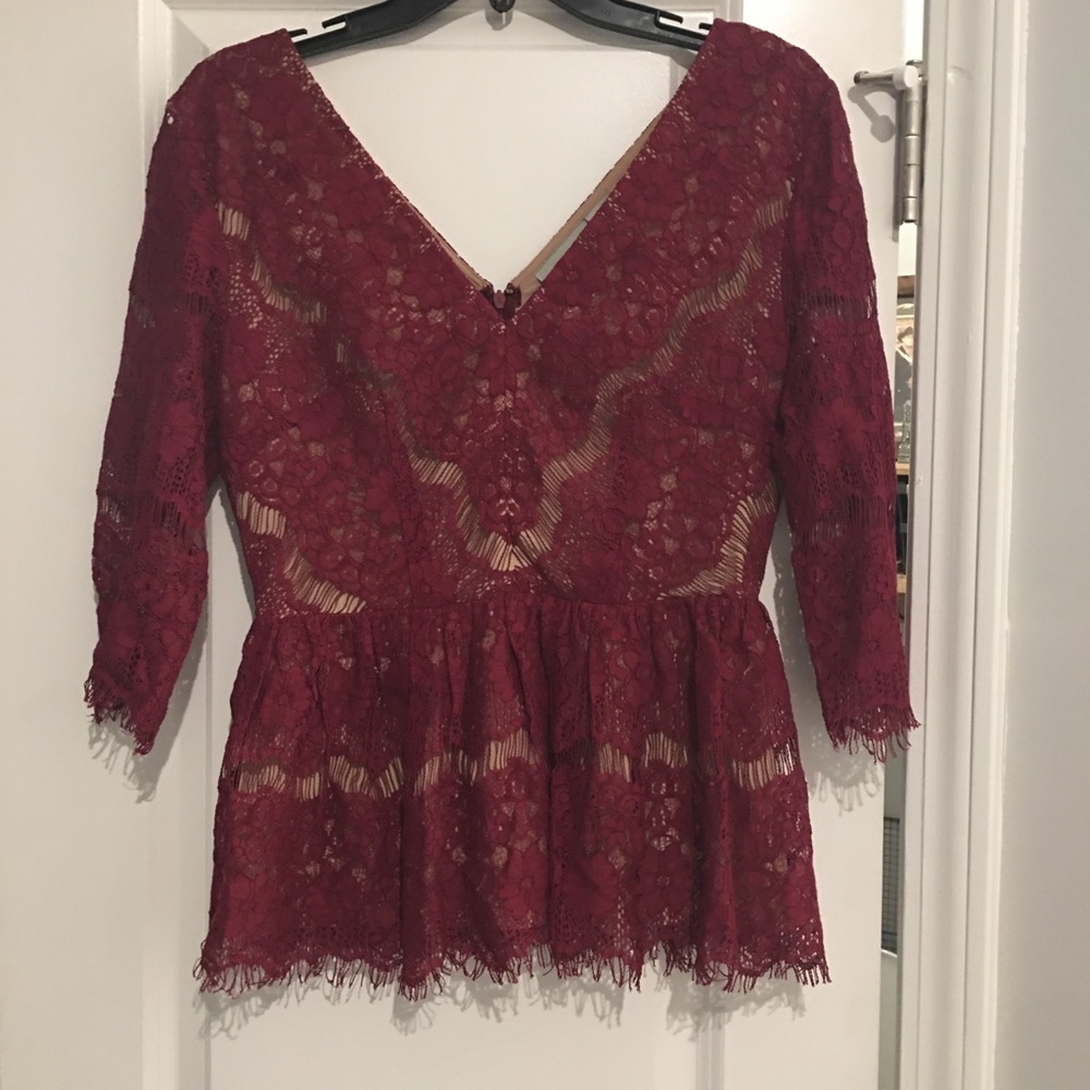 Mauve lacy peplum top